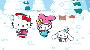 Hello Kittyand Kuromi Winter Celebration Wallpaper