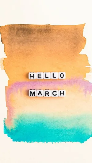 Hello March Watercolor Aesthetic Wallpaper