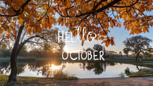 Hello October Autumn Scene Wallpaper