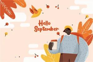 Hello September Autumn Illustration Wallpaper