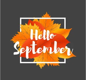 Hello September Autumn Leaves Graphic Wallpaper