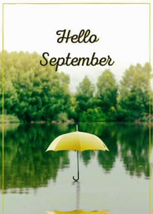 Hello September Greeting Yellow Umbrella Wallpaper
