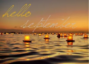 Hello September Lanterns Water Sunset Wallpaper
