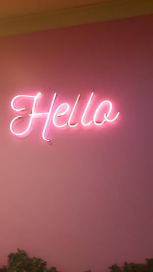 Hello Sign Neon Pink Aesthetic Wallpaper