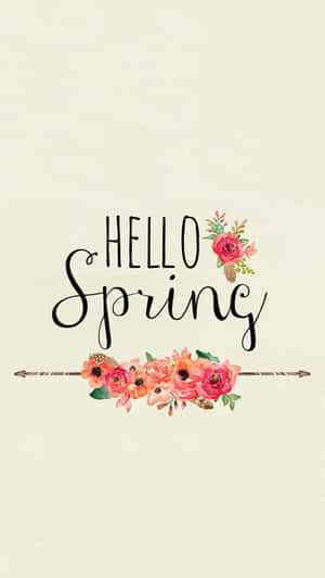 Hello Spring Floral Greeting Wallpaper