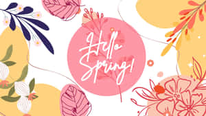 Hello Spring Floral Greeting Design Wallpaper