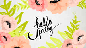 Hello Spring Floral Greeting Wallpaper