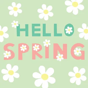 Hello Spring Floral Greeting Wallpaper