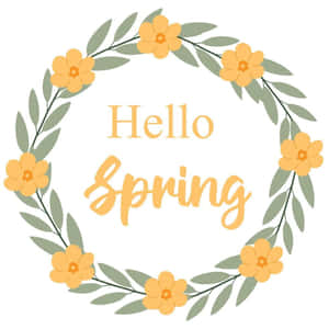 Hello Spring Floral Wreath Wallpaper