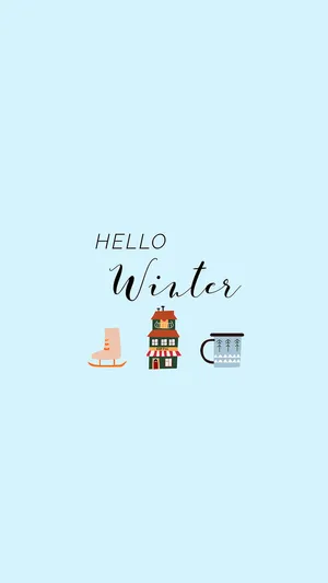 Hello Winter Blue Aesthetic Wallpaper Wallpaper