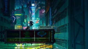 Helltaker Cyberpunk Cityscape Wallpaper
