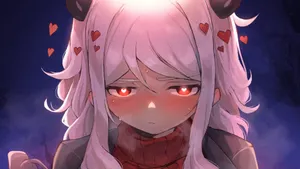 Helltaker Demon Girl Blushing Wallpaper