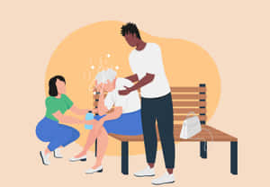 Helping A Giddy Person Illustration Wallpaper