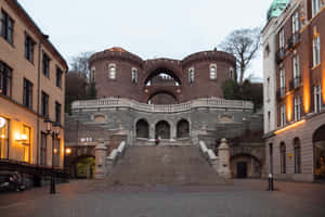 Helsingborg Terrace Staircaseand Towers Wallpaper