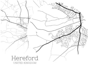 Hereford U K Map Artistic Representation Wallpaper