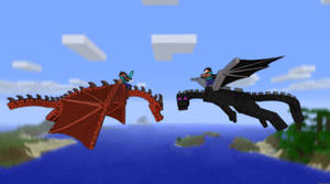 Herobrine Steve Dragons Wallpaper