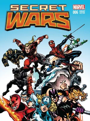 Heroes And Villains Engaged In Secret Wars Battle Wallpaper