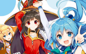 Heroes Embrace Magic In Konosuba Wallpaper