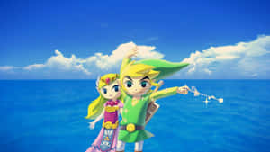 Heroic Link Sailing In The Vast Ocean Waters In The Legend Of Zelda: The Wind Waker Wallpaper