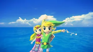 Heroic Link Sailing In The Vast Ocean Waters In The Legend Of Zelda: The Wind Waker Wallpaper
