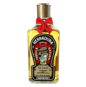 Herradura Reposado Tequila Bottlewith Red Bow Wallpaper