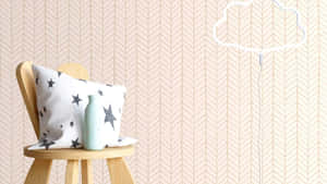 Herringbone Pattern Wallwith Chairand Cushion Wallpaper