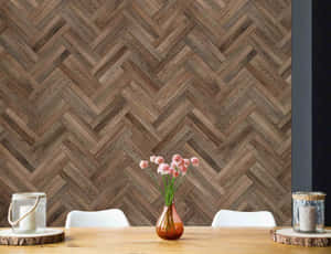 Herringbone Wood Wall Interior Design Wallpaper