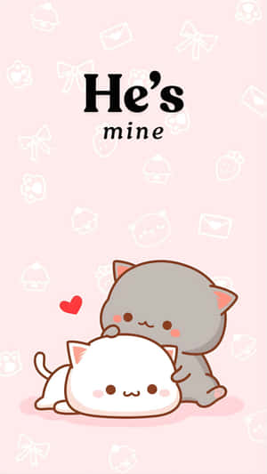 Hes Mine Cute Cat Love Wallpaper