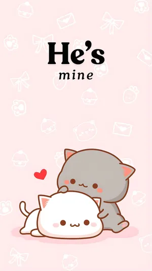 Hes Mine Cute Cat Love Wallpaper