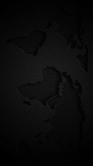 Hexagonal World Map Solid Black Iphone Wallpaper