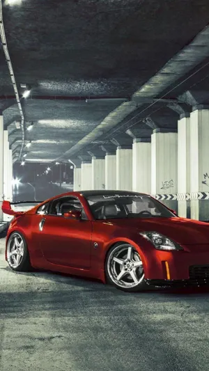Hibiscus Red Nissan 350z Iphone Wallpaper