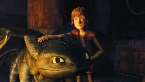 Hiccup Holding Toothless In Dragons Riders Of Berk Wallpaper