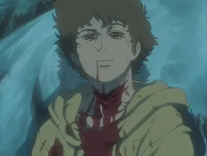 Hige From Wolf's Rain Anime Series Against A Scenic Background Wallpaper