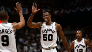 High-five With Nba Star David Robinson Wallpaper