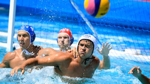 High-intensity Water Polo Feat With Ben Hallock Wallpaper