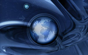 High Resolution World Map Abstract Blue Globe Wallpaper