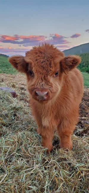 Highland Calf Twilight Grazing.jpg Wallpaper