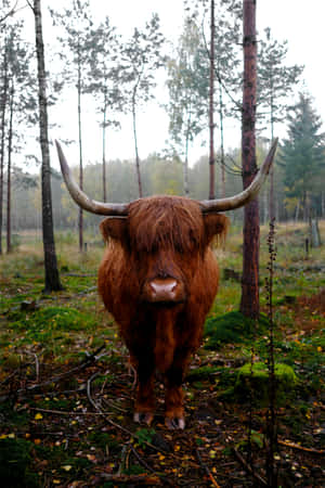 Highland Cattlein Forest Wallpaper