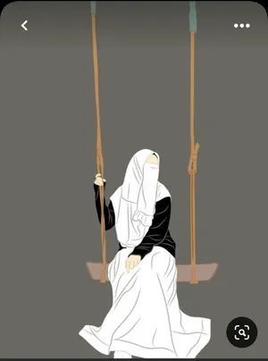 Hijab Cartoon Girl On Swing Wallpaper