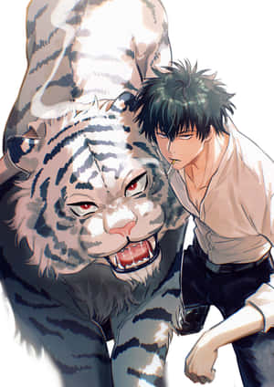 Hijikata Toshiro With Fierce Tiger Wallpaper