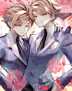 Hikaru Hitachiin Striking A Pose Against A Blue Background. Wallpaper