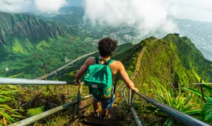 Hiker In Oahu Mountains Wallpaper
