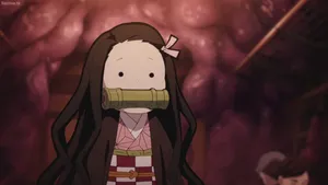 Hilarious Cute Nezuko Kamado Chiibi Art Wallpaper