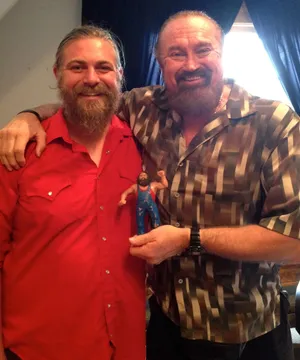 Hillbilly Jimand Fanwith Action Figure Wallpaper