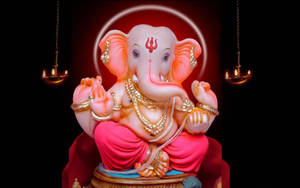 Hindu Deity Ganpati Hd Cute Pink Wallpaper