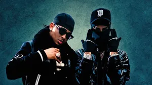 Hip Hop Duo Pose_ Gritty Background Wallpaper