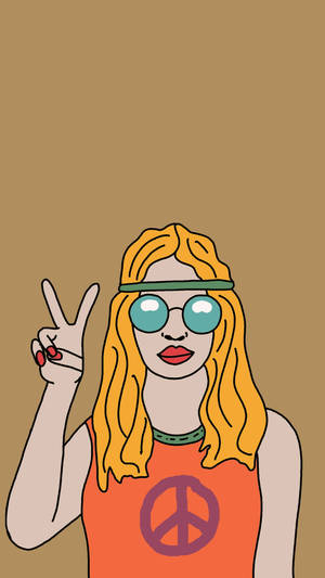 Hippie Aesthetic Girl Pop Art Wallpaper