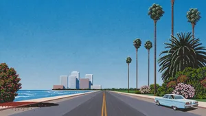 Hiroshi Nagai Palm Treesand Seaside Artwork Wallpaper