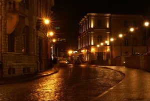 Historic_ City_ Street_at_ Night Wallpaper