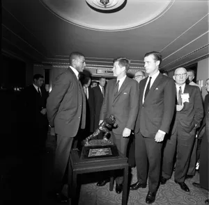 Historic Event Blackand White Photo Wallpaper